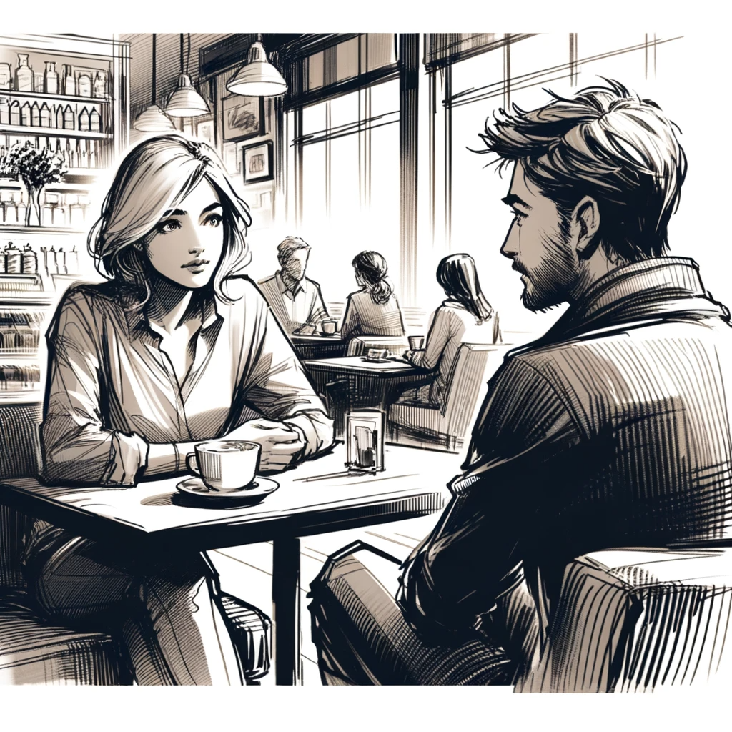 Dan and Lilla in the cafe